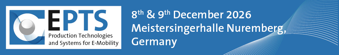 Header banner for the conference: EPTS – Production Technologies and Systems for E-Mobility. This goes from 8 December 2026 to 9 December 2026.