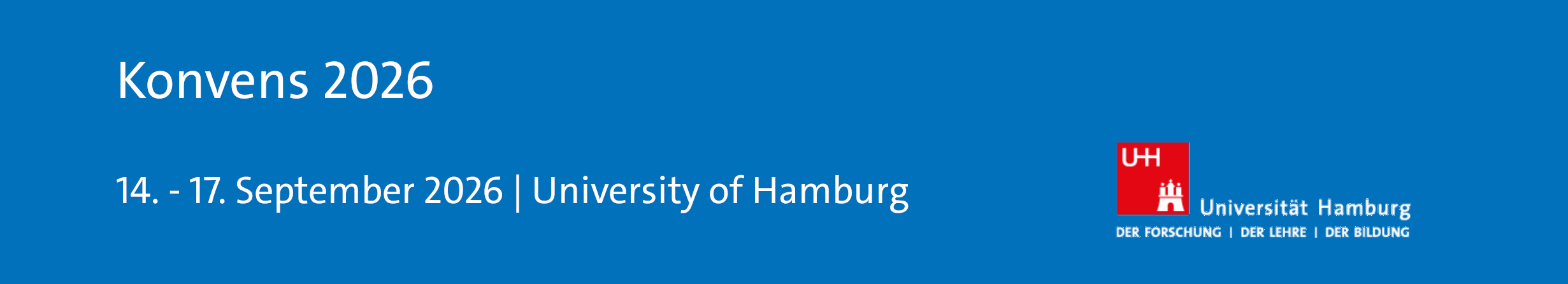 Header banner for the conference: KONVENS 2026. This goes from 14 September 2026 to 17 September 2026 in Uni Hamburg.