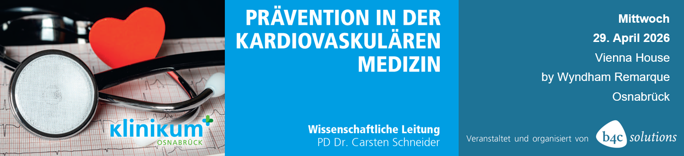 Header Banner für die Konferenz: Prävention Kardiovaskuläre Medizin 2026. Diese geht vom 29. April 2026 bis 29. April 2026.